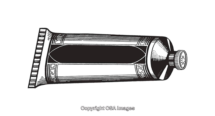 Black and White Line Art Illustration of a Tube of Paste