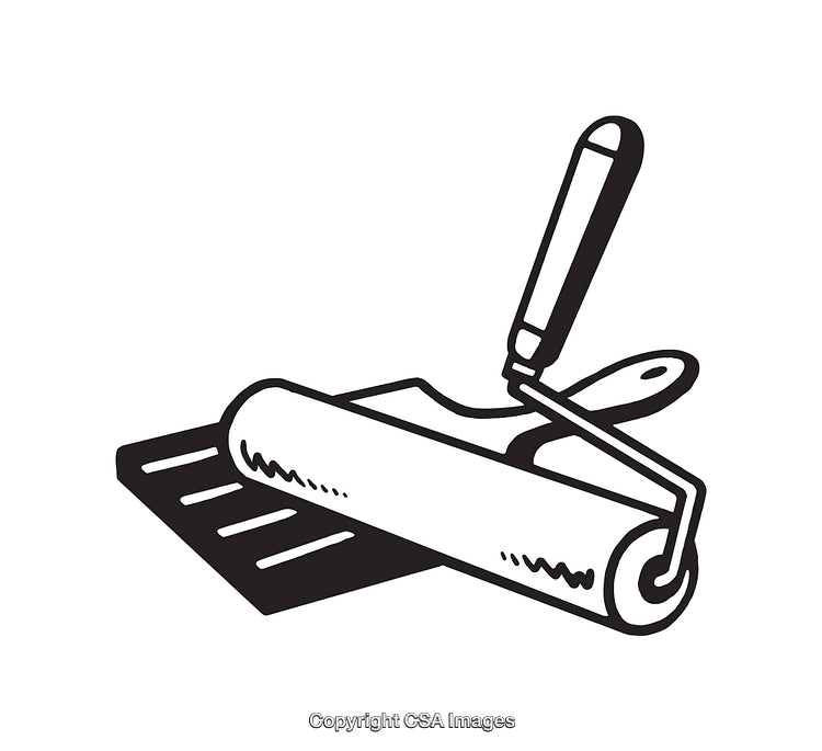 Black and White Artwork of a Paint Roller Illustration