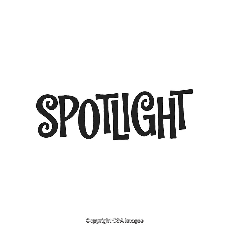 Decorative Black Lettering of the Word Spotlight on White Background