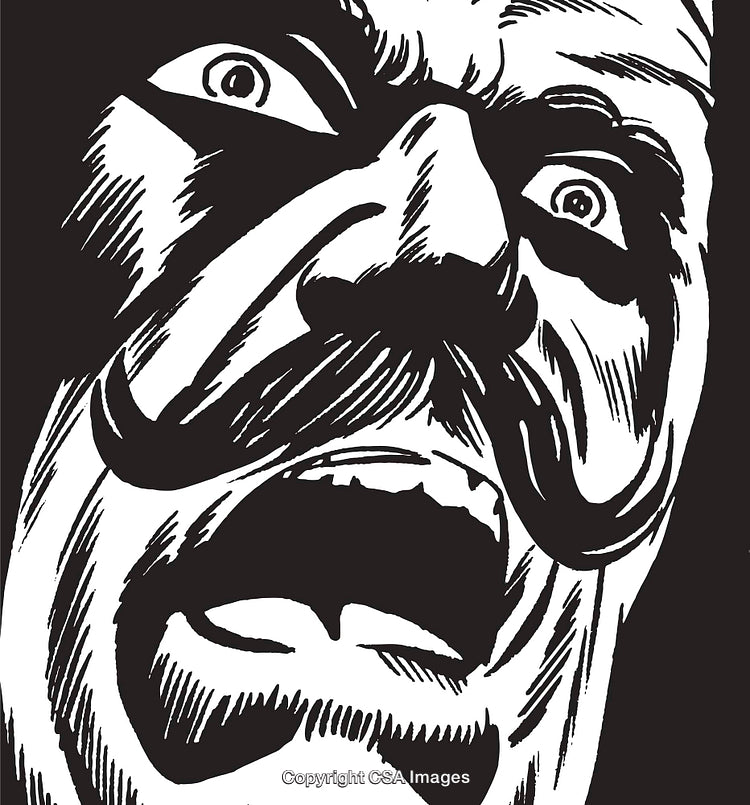 Intense Expression in Black and White Sketch Style Drawing