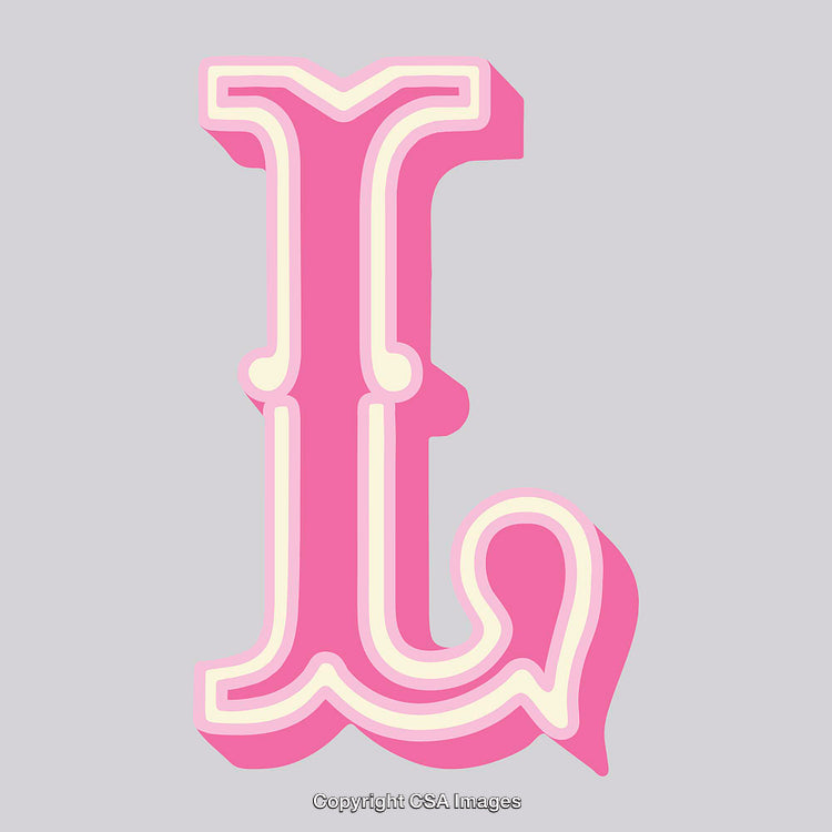 Detailed Pink Letter L Illustration with Retro Style Design