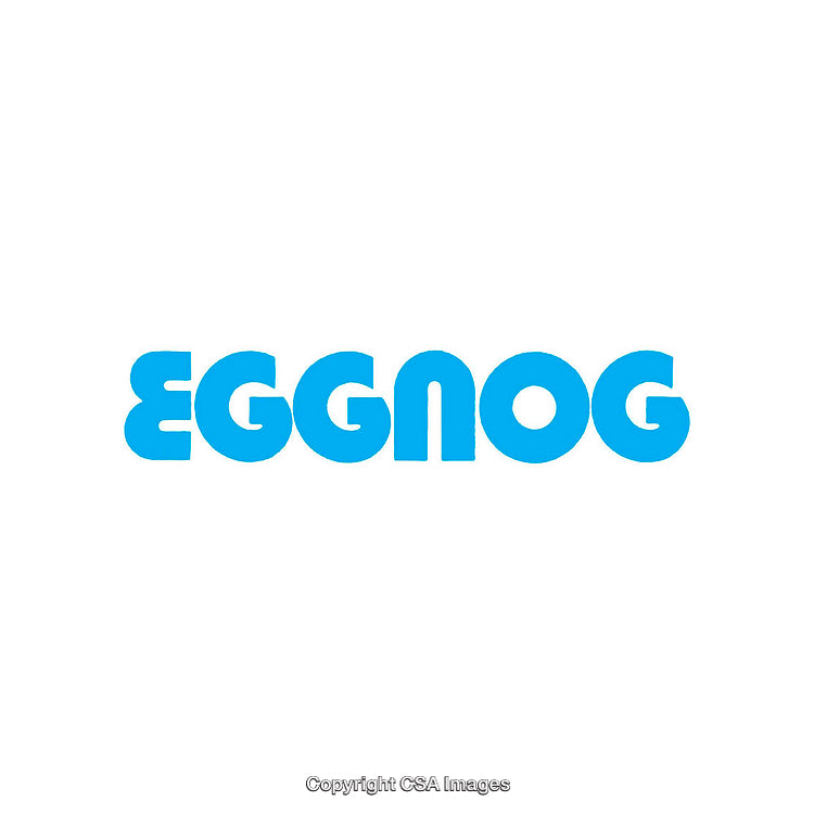 Blue Text Displaying the Word Eggnog in Bold Stylized Letters