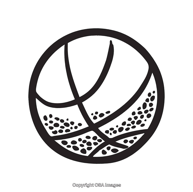 Black and White Line Art Illustration of a Stylized Basketball