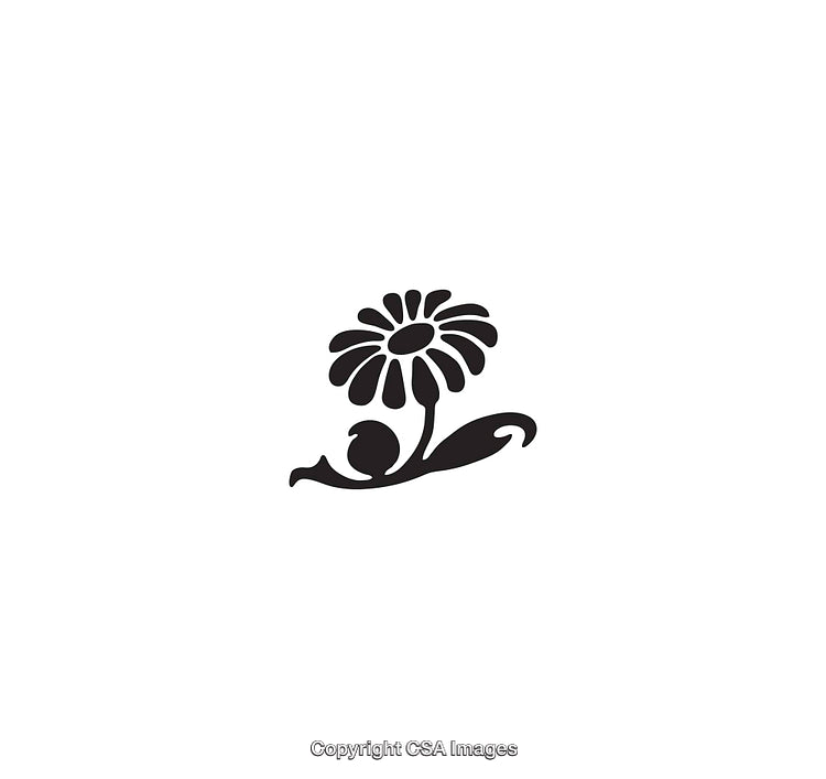Stylized Black Icon of a Flower and Snail Silhouette