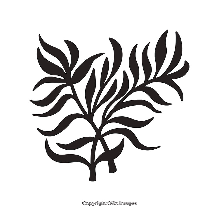 Stylish Black and White Line Art Illustration of Abstract Leaves