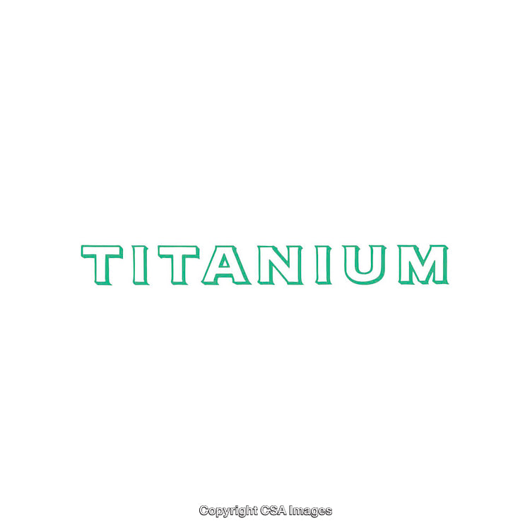 Green Outlined Titanium Word on Clean White Background