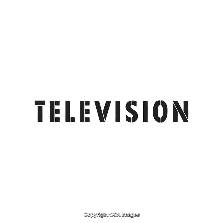 Black Stencil-Style Text Reads 'Television' on a White Background