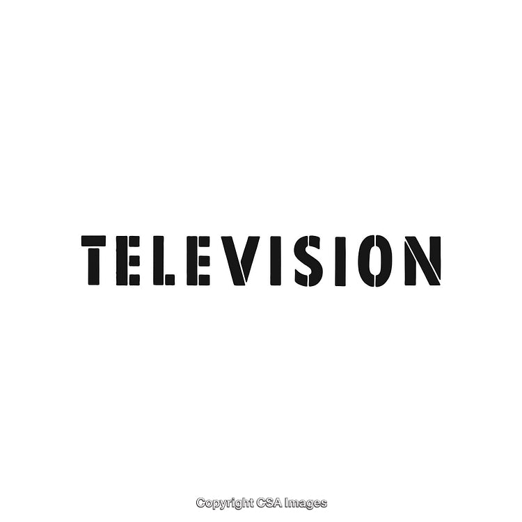 Black Stencil-Style Text Reads 'Television' on a White Background