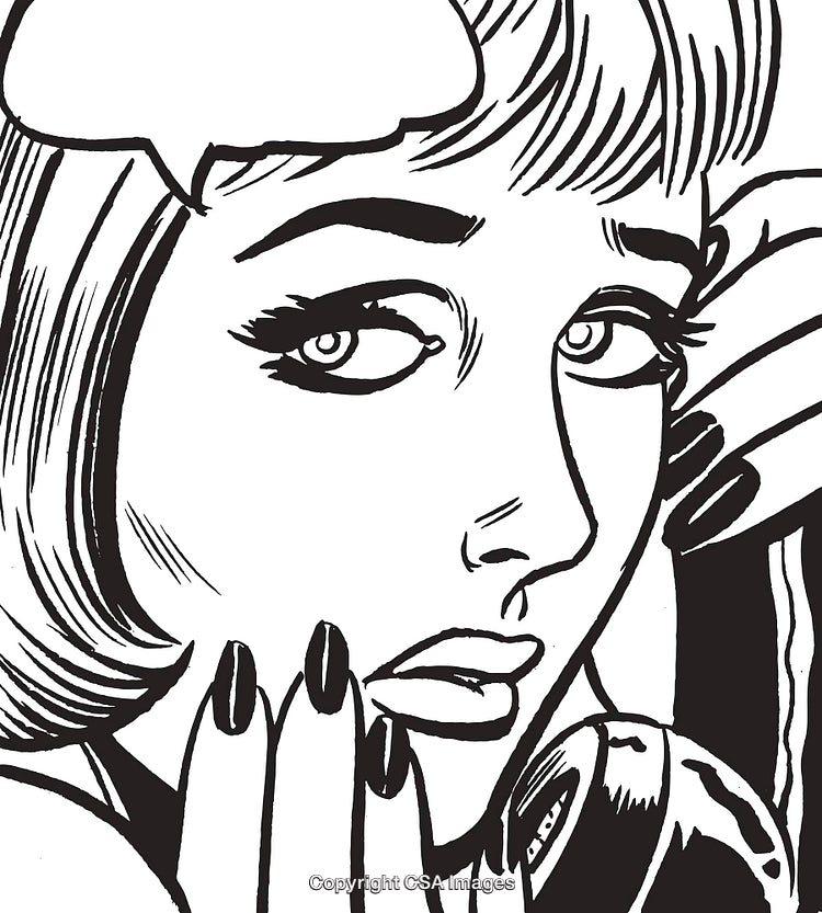 Stylized Pop Art Illustration of a Woman on a Telephone