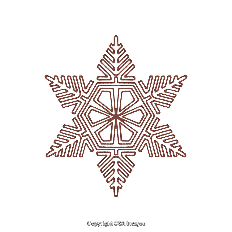 Elegant Brown Snowflake Outline in Geometric Design on White