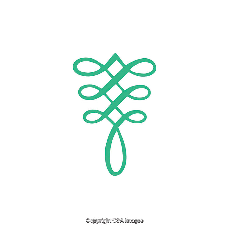 Green Geometric Design with Interwoven Loops on White Background