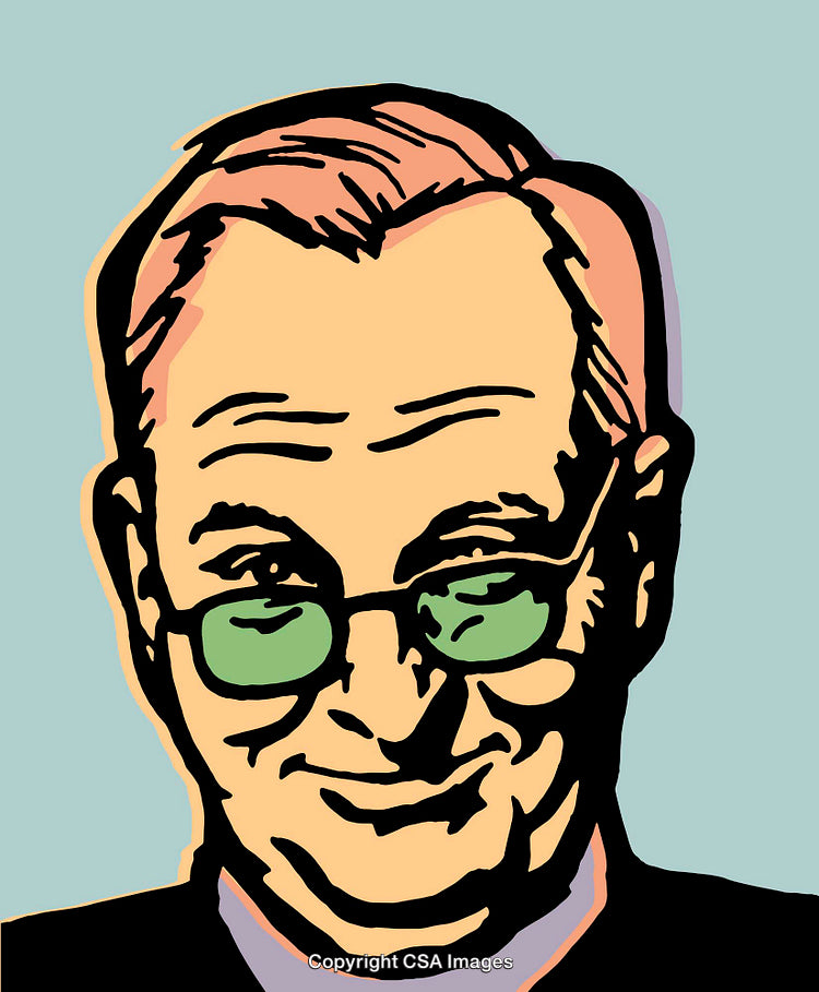 Stylized Pop Art Portrait Illustration of a Man With Green Glasses
