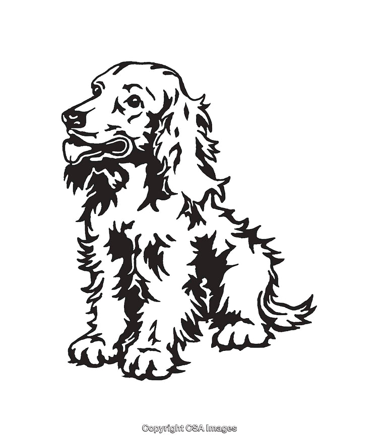 Black and White Line Art Illustration of a Sitting Dog