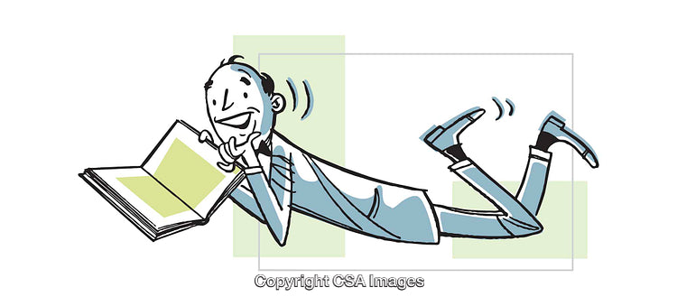 Joyful Man Enjoying Reading a Book in a Relaxed Pose