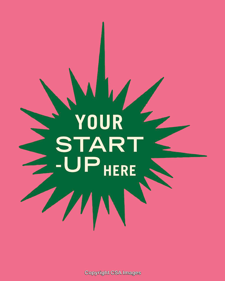 Bold Startup Concept Art with Vibrant Green Design on Pink Background