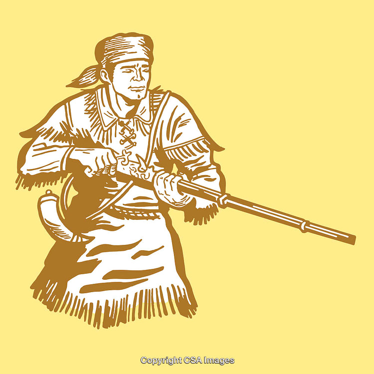 Frontiersman Illustration in Classic Vintage Line Art Style