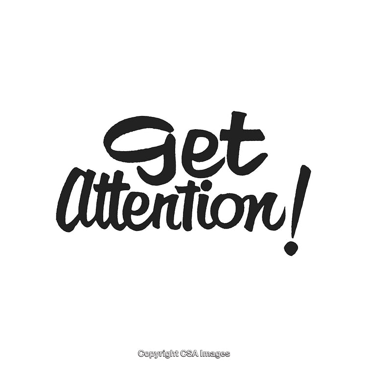 Creative Handwritten "Get Attention!" Text Artwork on White Background