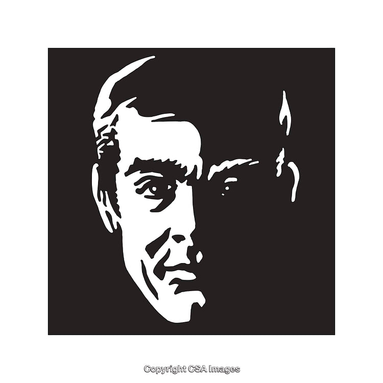 Black and White Line Art Illustration of a Man's Portrait