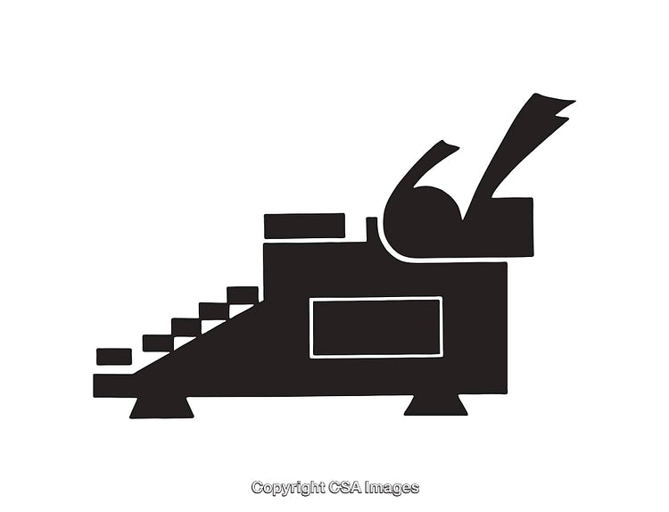 Silhouette of a Vintage Cash Register with Receipt Tape