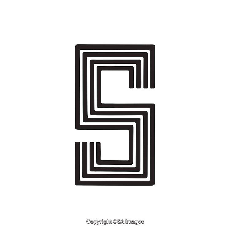 Stylized Black Letter S with Geometric Line Design in Minimalist Style