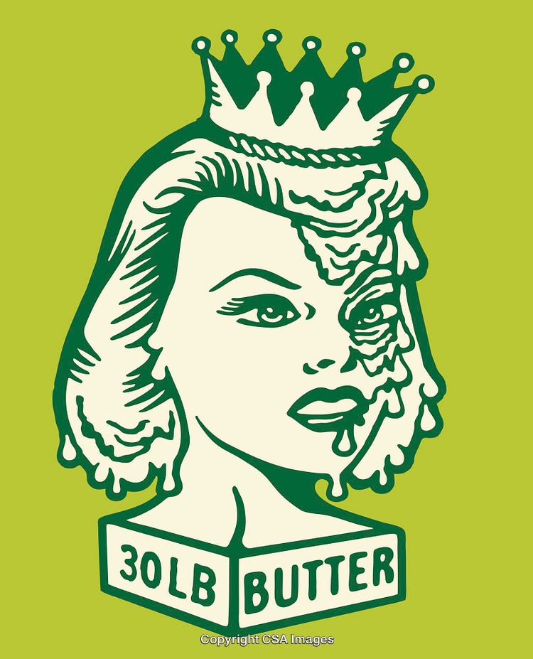 Colorful Vintage-Style Line Art of Crowned Woman with Iconic Text