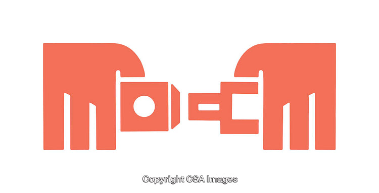 Minimalist Icon of Hands Holding a Connected Object in Orange