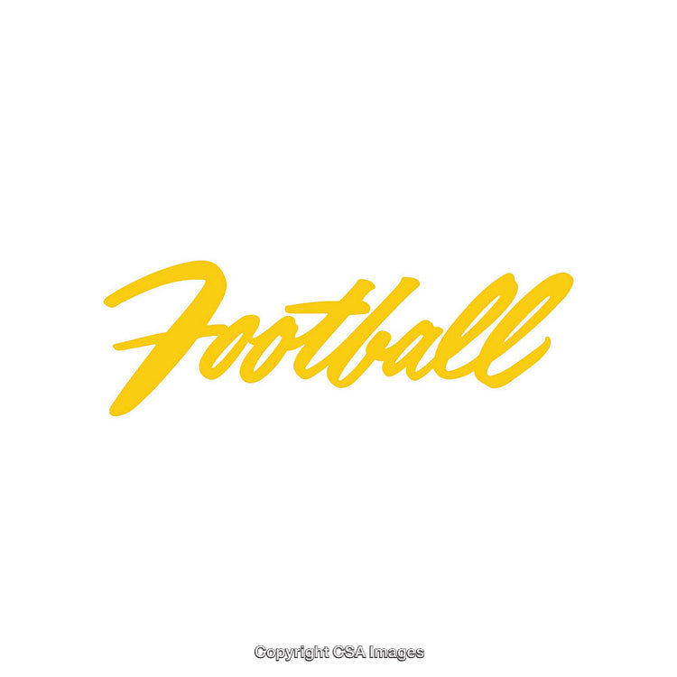 Stylized Yellow Script Text of the Word Football on White Background