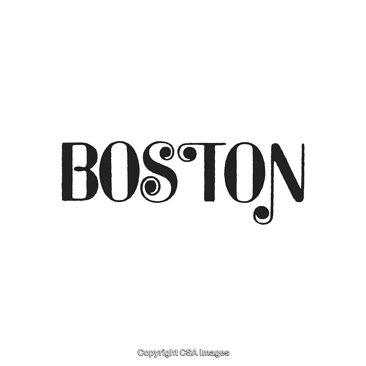 Boston Text Logo with Stylish Design in Black on White Background