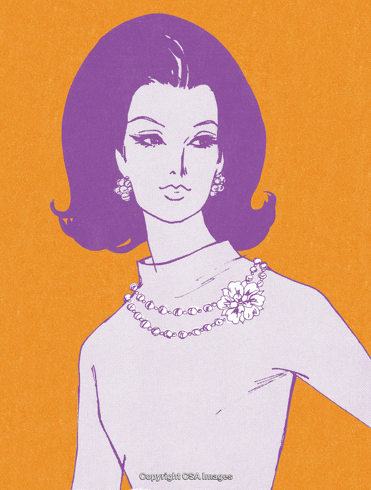 Elegant Retro Illustration of a Stylish Woman in Vintage Fashion