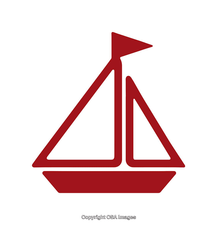 Simple Red Sailboat Icon with Minimalist Design in a Flat Style