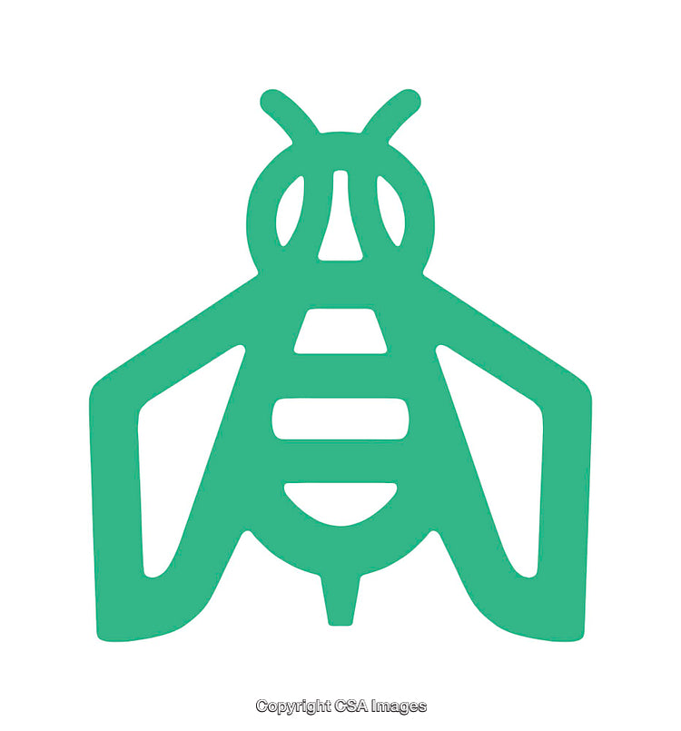 Green Minimalist Icon of a Bee with Geometrical Design