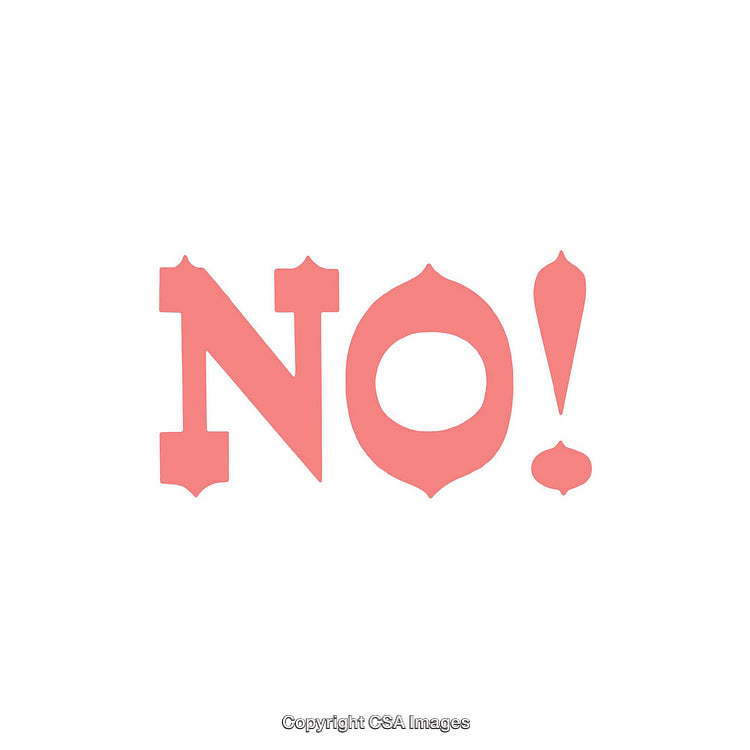 Bold Pink 'NO!' Text on White Background Symbolizing Refusal