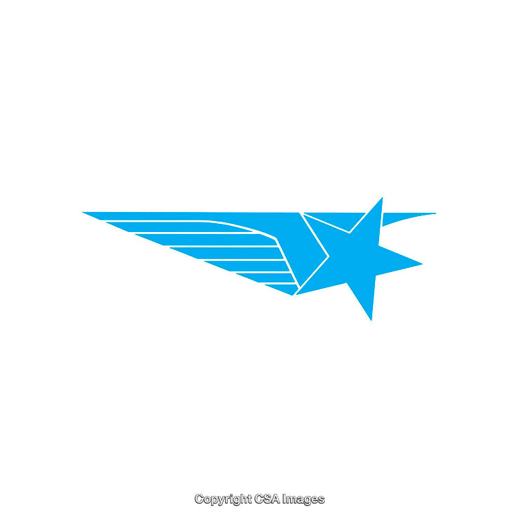 Blue Abstract Wing and Star Shape on a White Background