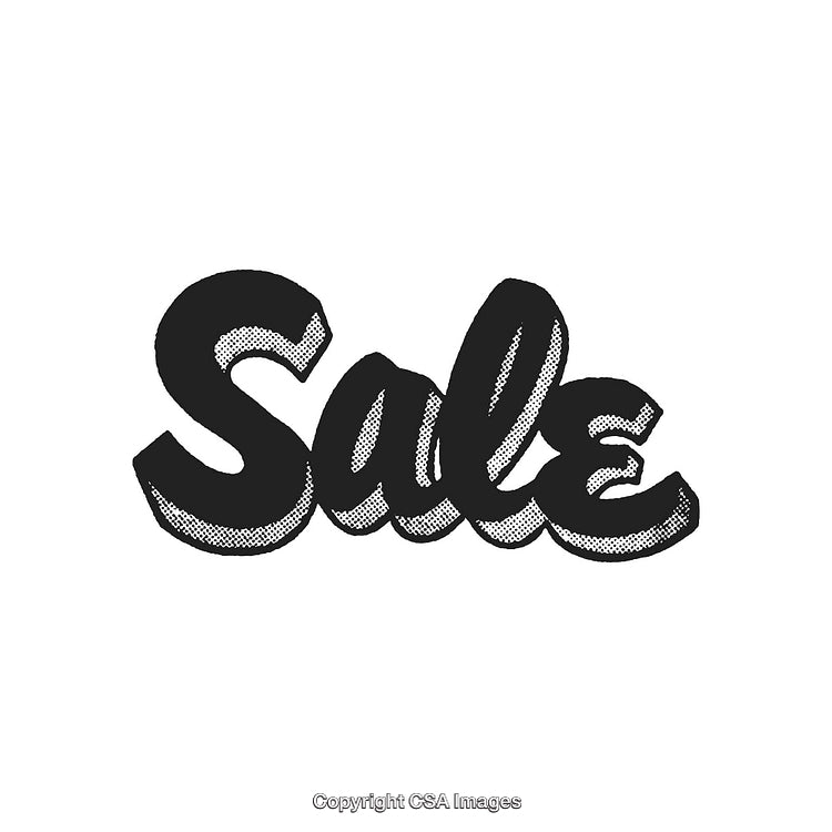 Black and White Retro Style 'Sale' Text Isolated on White Background