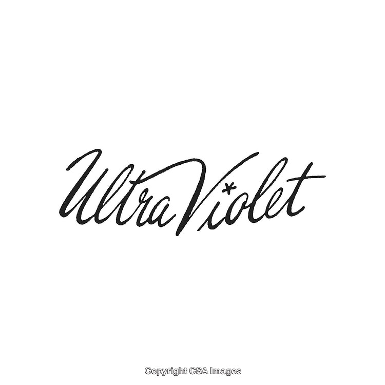 Elegant Handwritten Script Featuring the Words Ultra Violet on White Background