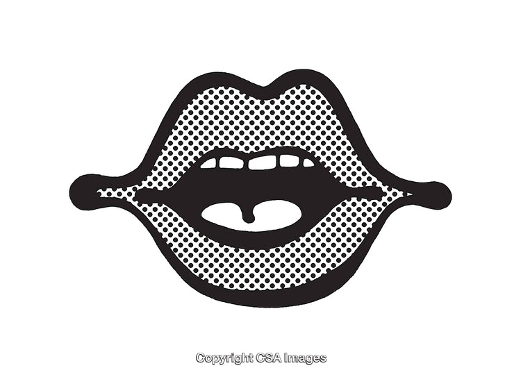 Black and White Illustration of Pop Art Lips Design