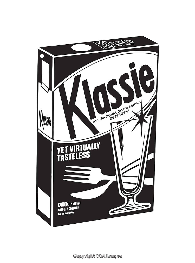 Black And White Line Art Box of Satirical Dishwashing Product