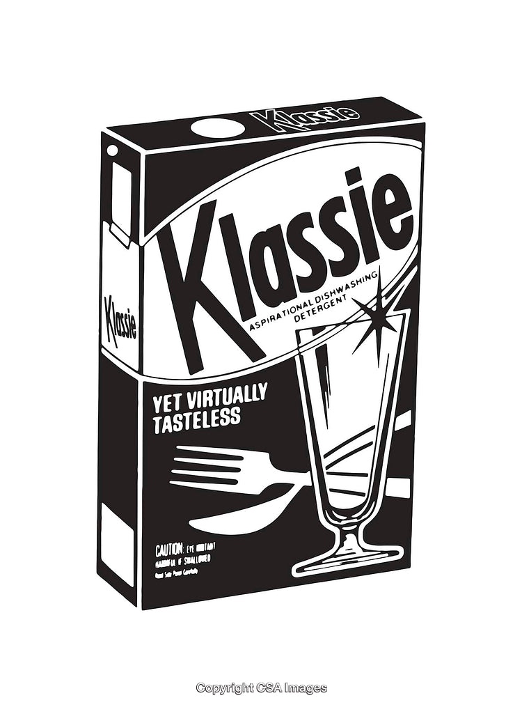 Black And White Line Art Box of Satirical Dishwashing Product