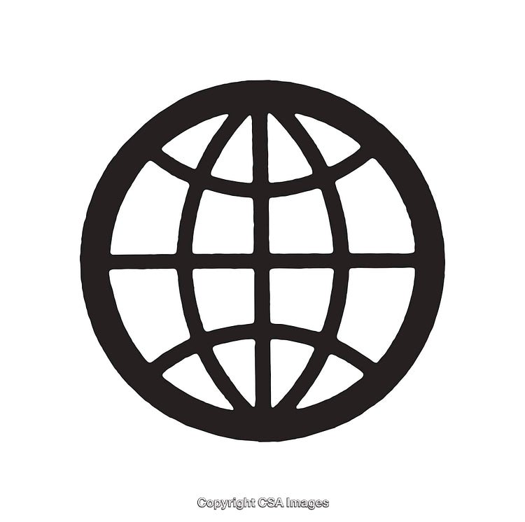 Black And White Globe Icon Representing Global Connectivity