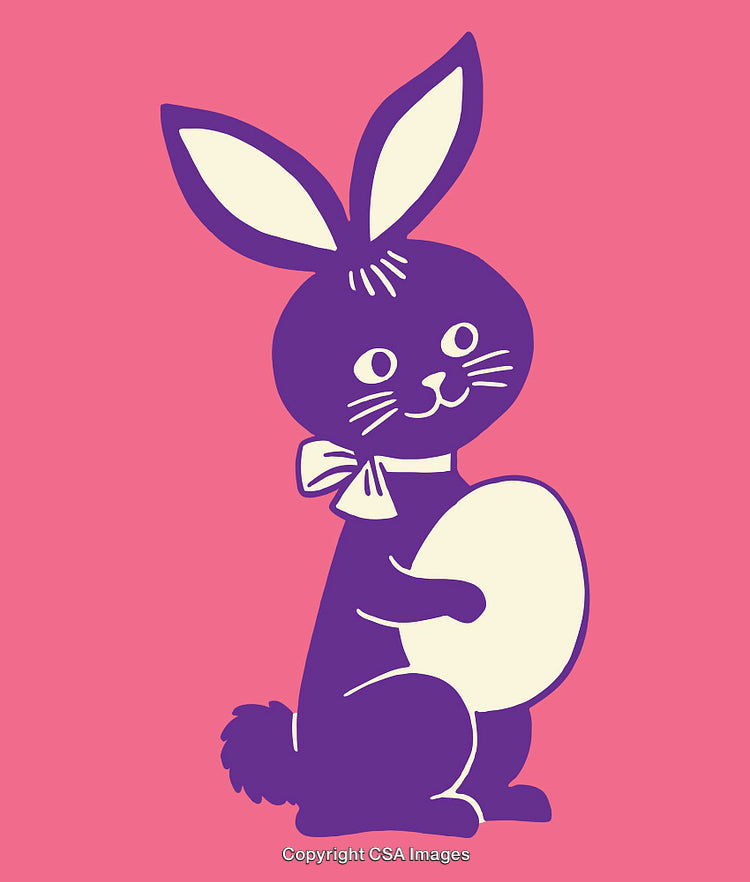 Colorful Illustration of a Bunny Holding an Easter Egg