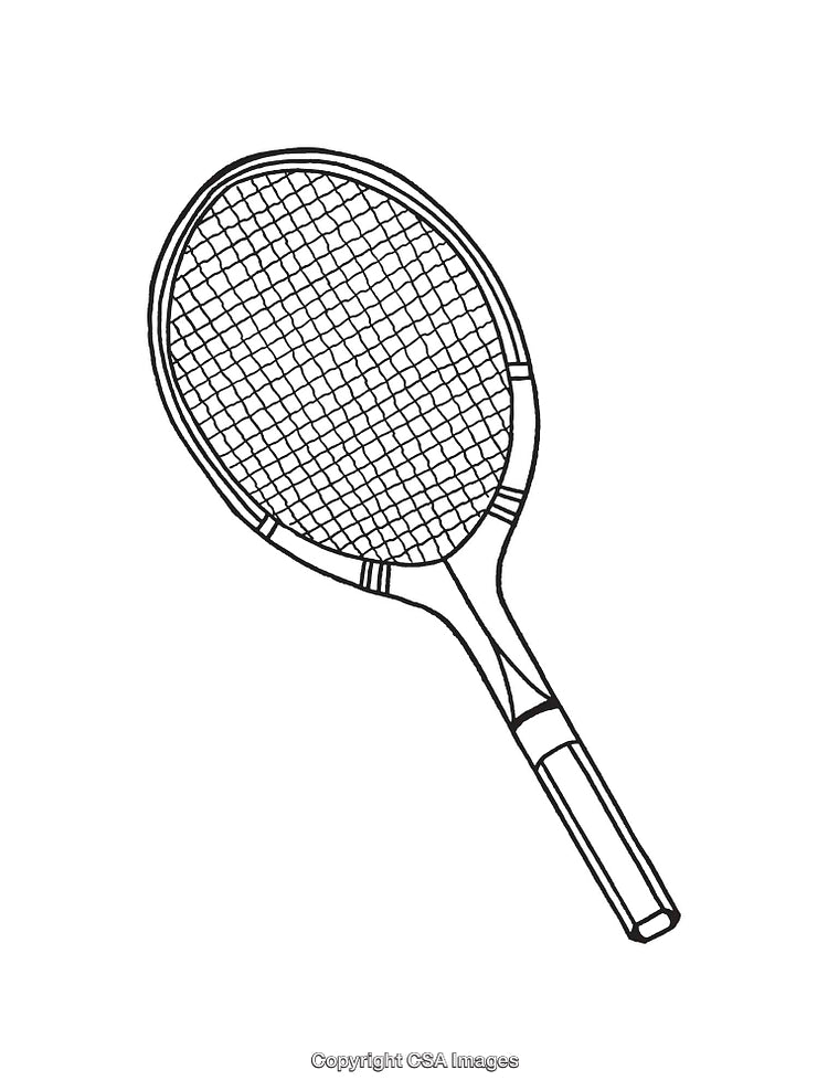 Black and White Line Art of a Tennis Racket Illustration