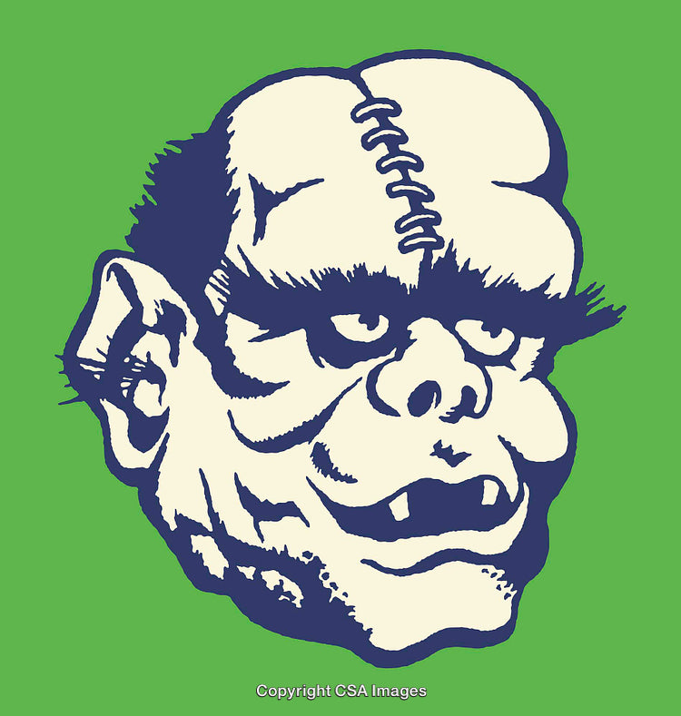 Colorful Frankenstein Cartoon Illustration with Bold Artistic Details