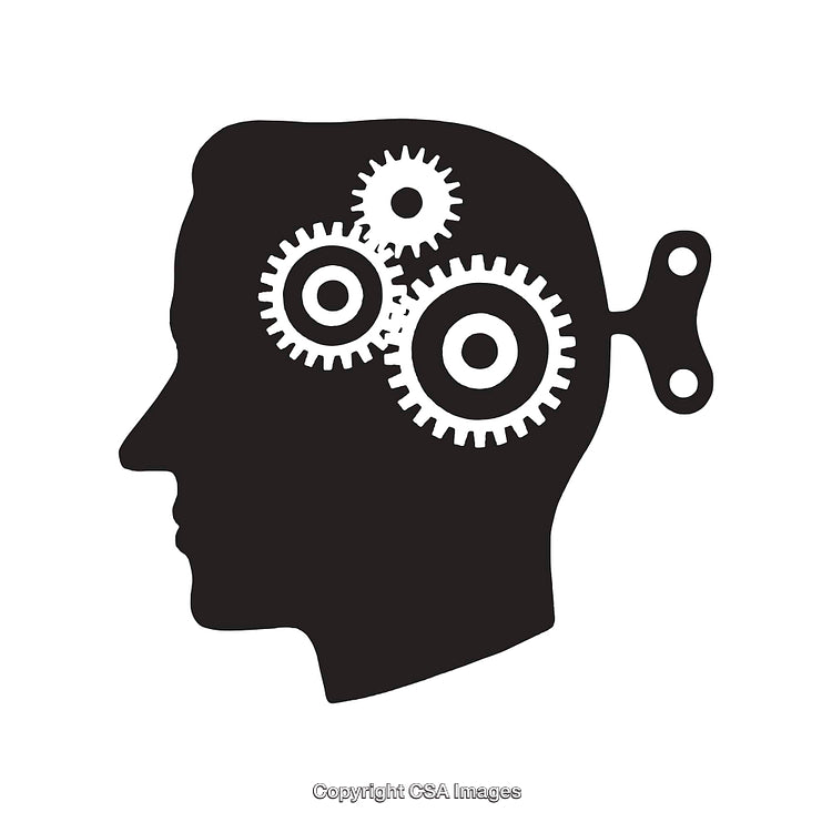 Silhouette of Head with Mechanical Gears Representing Conceptual Thinking