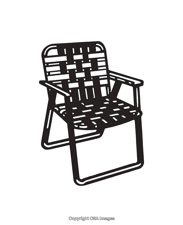 Vintage Black and White Line Art of a Woven Lawn Chair Design