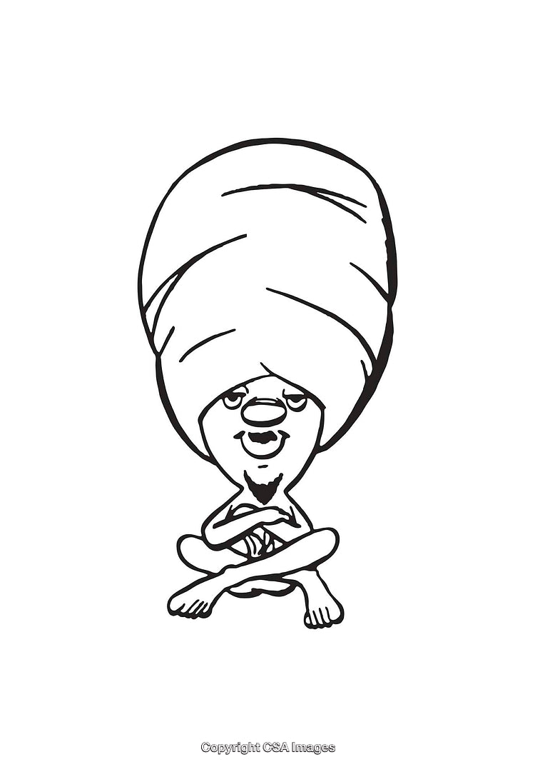 Black And White Line Art of a Meditative Figure in a Sitting Pose