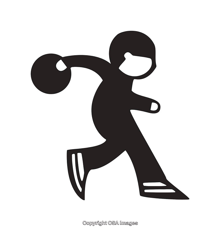 Silhouette Icon of a Person Bowling in Motion on Transparent Background