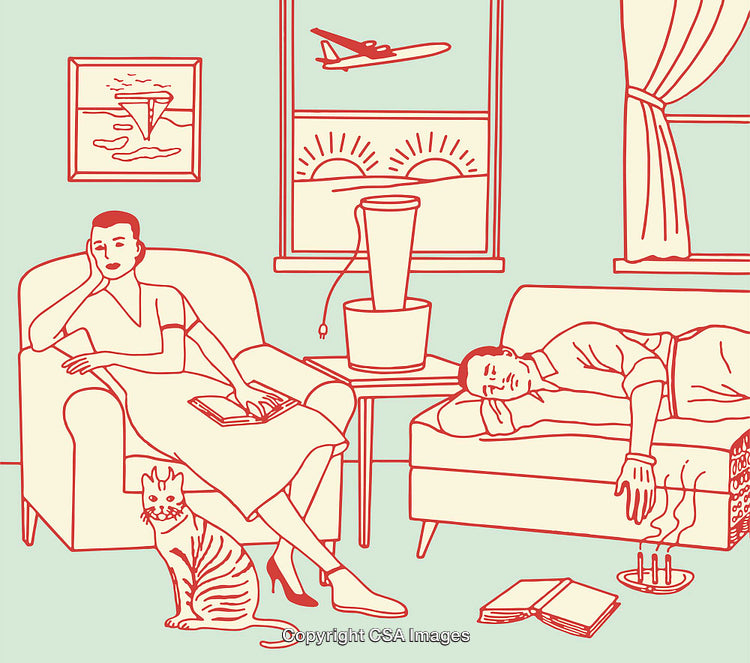 Stylish Line Art Illustration of Relaxation and Daily Life Indoors