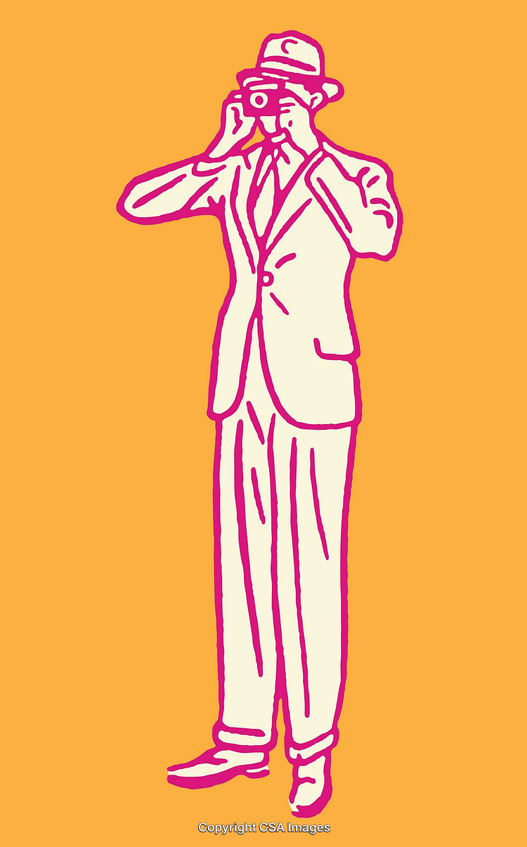 Retro Style Illustration of Man With Camera in Vibrant Tones