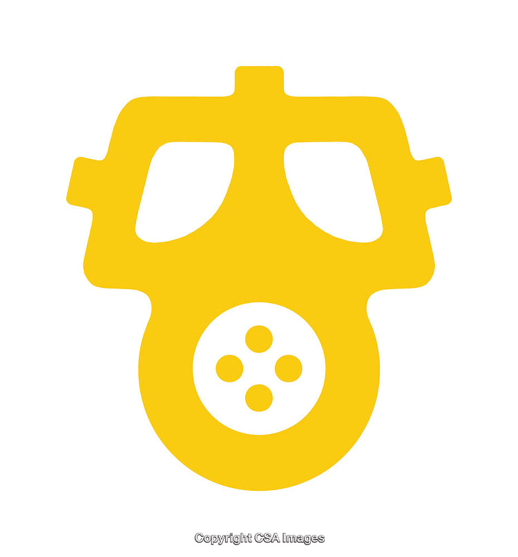 Yellow Gas Mask Icon Representing Safety and Protection in Minimalist Style