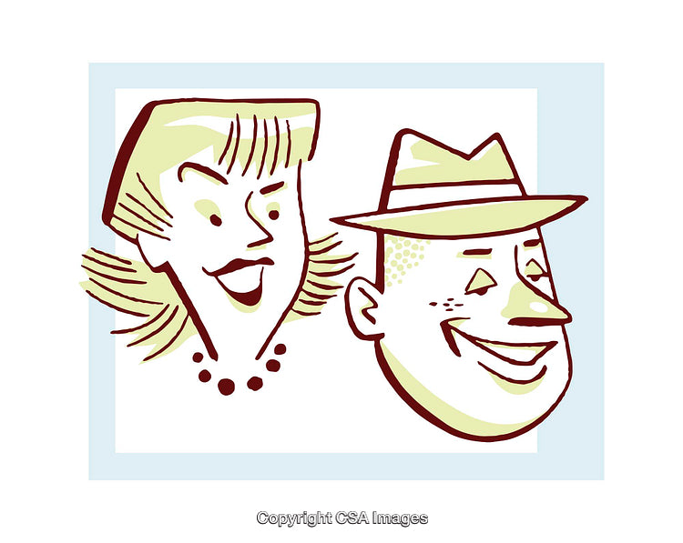 Retro Style Colorful Character Illustrations of Laughing People